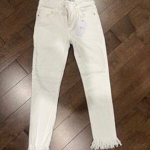 NWT Just Black White Skinny Jeans Raw Hem 26 petite inseam